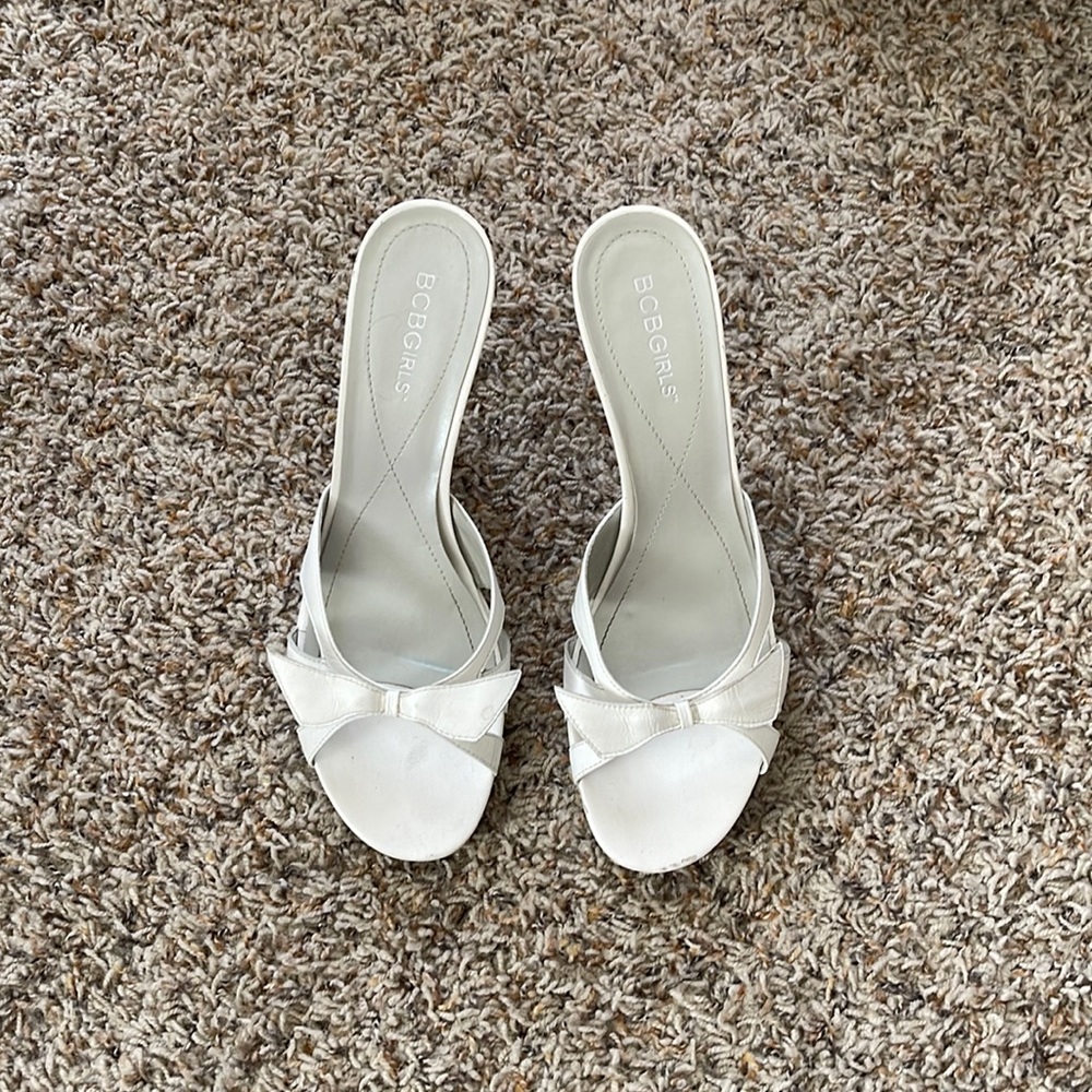 White all leather heels